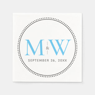 Elegant Sky Blue Monogram Wedding Serviette