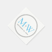 Elegant Sky Blue Monogram Wedding Serviette (Ecke)