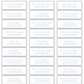 Elegant Sky Blue Script Guest Address Labels (Vorderseite)