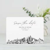 Elegant Skyline Modern Atlanta Save the Date Einladung (Stehend Vorderseite)