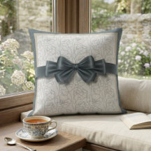 Elegant Slate Gray Modern Ribbon Motif Decorative