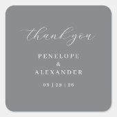 Elegant Slate Gray Thank You Sticker (Vorderseite)