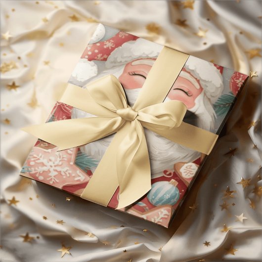 Elegant Sleeping Santa Claus Wrapping Paper | Vint Geschenkpapier