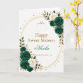 Elegant Smaragd Sweet 16 Karte (Gelbe Blume)