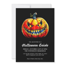 Elegant Smiling Pumpkin Fiery Halloween Soirée