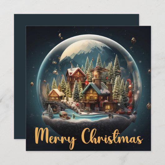 Elegant Snow Globe Feiertagskarte (Vorne/Hinten)