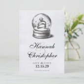 Elegant Snow Globe Wedding Rings Save The Date (Stehend Vorderseite)