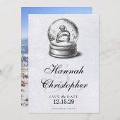 Elegant Snow Globe Wedding Rings Save The Date (Vorne/Hinten)