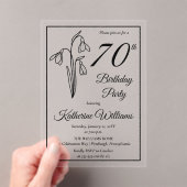 Elegant Snowdrops 70. Geburtstagsparty Acryleinladungen (Insitu (Handheld))