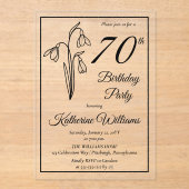 Elegant Snowdrops 70. Geburtstagsparty Acryleinladungen (Vorderseite)
