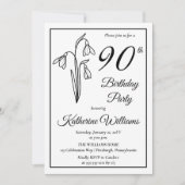 Elegant Snowdrops 90. Geburtstagsparty Einladung (Vorderseite)