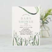 Elegant Snowdrops Wassercolor Baby Shower Einladung (Stehend Vorderseite)