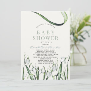 Elegant Snowdrops Watercolor Baby Shower by Mail Einladung