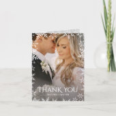 Elegant Snowflake 2-Photo Winter Wedding Thank You Dankeskarte (Vorderseite)