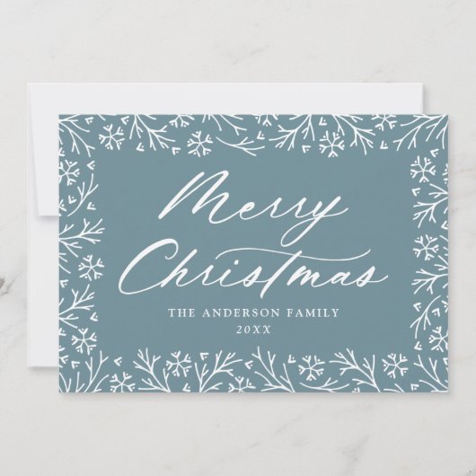 Elegant Snowflake Blau Frohe Weihnachten Non-Foto (Vorderseite)