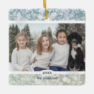 Elegant Snowflake Crystal Bokeh Keramikornament