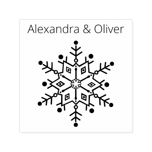 Elegant Snowflake Wedding Name Monogram Permastempel (Design)