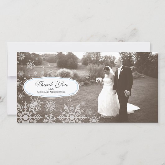 Elegant Snowflake Wedding Vielen Dank Dankeskarte (Vorderseite)