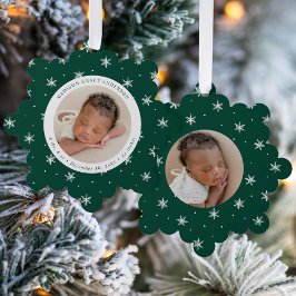 Elegant Snowflakes Green Baby's First Christmas Ornament Karte