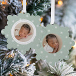 Elegant Snowflakes Mint Baby's First Christmas Ornament Karte<br><div class="desc">Celebrate your baby's first Christmas with friends and family with our Elegant Mint Green and White Snowflake baby's first Christmas ornament card. The front of the card displays your baby's photo encircled by a white frame with a light mint green and white snowflake patterned background. Personalize the front of the...</div>