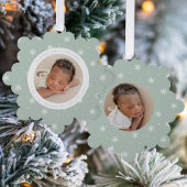 Elegant Snowflakes Mint Baby's First Christmas Ornament Karte