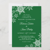 Elegant Snowflakes Plaid Forest Green Wedding Einladung (Vorderseite)