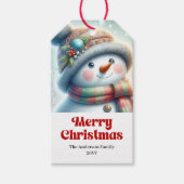 Elegant Snowman Kids Gift Tag Personalized Xmas Geschenkanhänger (Vorderseite)