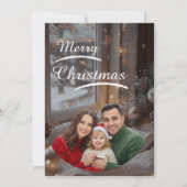 ❄️Elegant Snowy Christmas Family Photo Card Save The Date (Vorderseite)