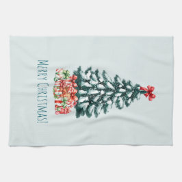 Elegant Snowy Christmas Tree Geschirrtuch