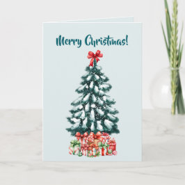 Elegant Snowy Christmas Tree Mint Green Karte
