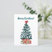 Elegant Snowy Christmas Tree Postcard Postkarte (Stehend Vorderseite)