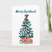 Elegant Snowy Christmas Tree White Karte (Vorderseite)
