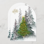 Elegant Snowy Forest Christmas Tree holiday Card Einladung (Vorne/Hinten)
