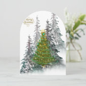 Elegant Snowy Forest Christmas Tree holiday Card Einladung (Stehend Vorderseite)