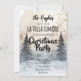 Elegant Snowy Hill Pine Winter Christmas Party Einladung