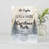 Elegant Snowy Hill Pine Winter Christmas Party  Einladung (Stehend Vorderseite)