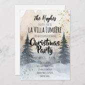 Elegant Snowy Hill Pine Winter Christmas Party  Einladung (Vorne/Hinten)