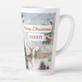 Elegant Snowy Wintery Merry Christma Red Kardinal Milchtasse