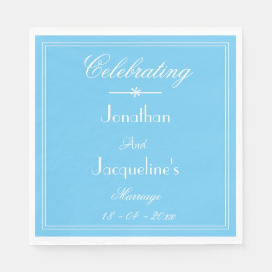 Elegant Soft Aqua Blue Wedding Individuellen Namen Serviette (Vorderseite)