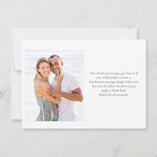 Elegant Soft Blätter Grünes Foto Dankeskarte (Rückseite)