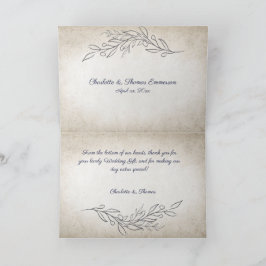 Elegant Soft Blätter Script Wedding Dankeskarte