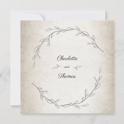 Elegant Soft Blätter Script Wedding Einladung (Rückseite)