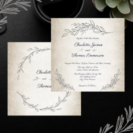 Elegant Soft Blätter Script Wedding Einladung