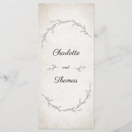 Elegant Soft Blätter Script Wedding Menükarte (Rückseite)