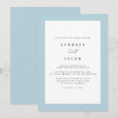 Elegant Soft Blue Classic Hochzeit Einladung (Vorne/Hinten)