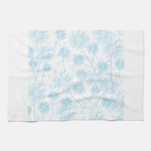 Elegant Soft Blue Dandelion Geschirrtuch (Horizontal)