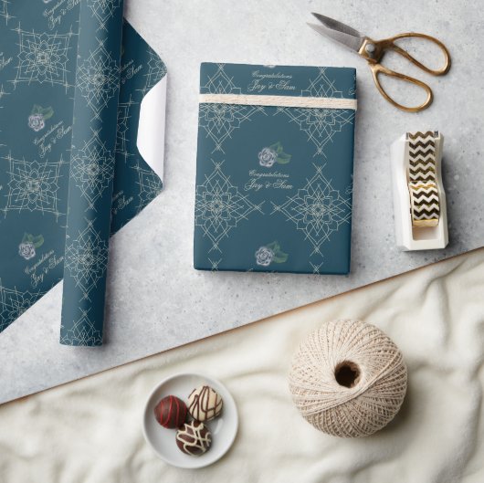 Elegant Soft Blue Filigree Wrapping Paper - Romant Geschenkpapier (Kunsthandwerk)