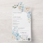 Elegant Soft Blue Floral Wedding All In One Einladung (Innen Boden)
