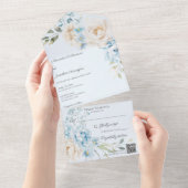 Elegant Soft Blue on Blue Floral Wedding All In One Einladung (Abreißen)
