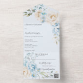 Elegant Soft Blue on Blue Floral Wedding All In One Einladung (Innen Boden)